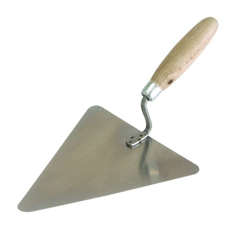 MISTRIE INOX TRIUNGHIULARA CU MANER LEMN 200X190MM