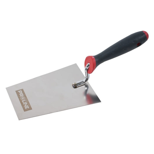 MISTRIE INOX TRAPEZOIDALA CU MANER GUMAT 180X120X90MM