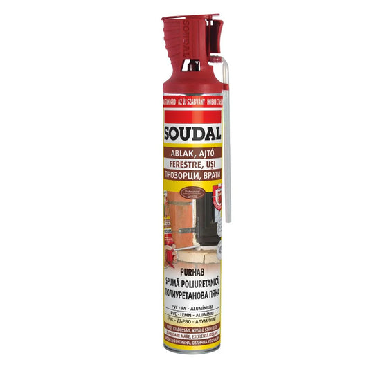POLYURETHANE FOAM WITH SOUDAL ADHESIVE STRAW 750ML