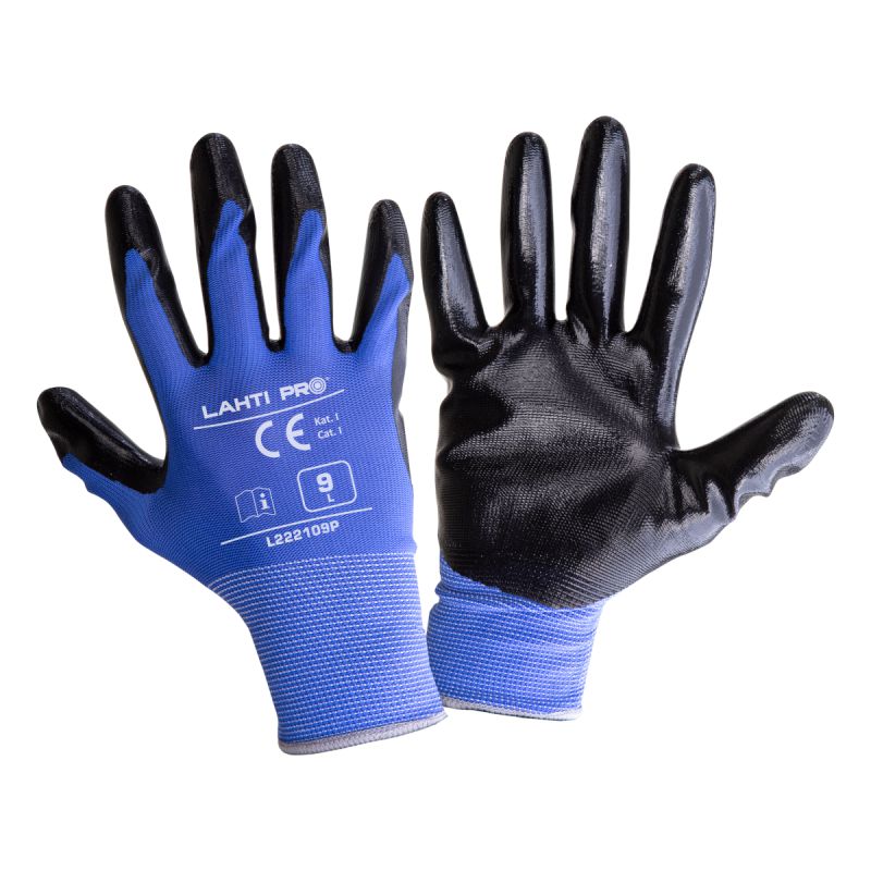 MANUSA NITRIL CU POLIESTER / NEGRU-ALBASTRU - 8