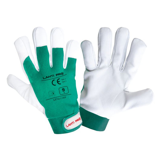 MANUSA ELASTAN CU PALMA PIELE OVINA / VERDE-ALB