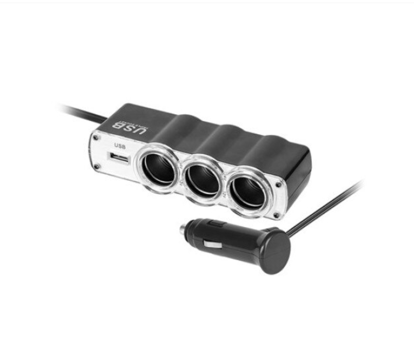 SPLITTER CAR LIGHTER X3 WITH USB AND CABLE