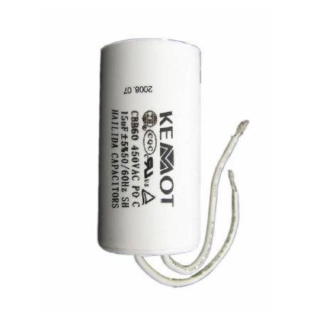 CONDENSATOR MOTOR CU FIR CONECTOR - 15.00UF / 450V