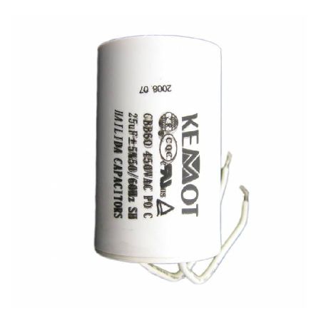 CONDENSATOR MOTOR CU FIR CONECTOR - 25.00UF / 450V