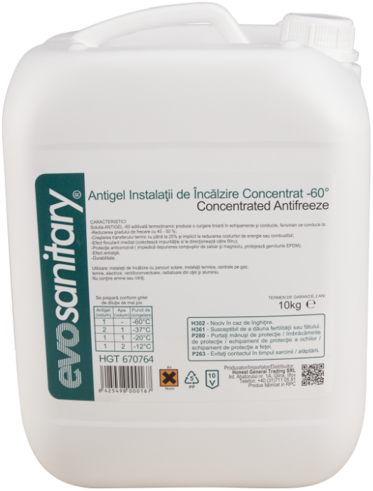 Antigel Instalatii de Incalzire Concentrat - 60 grd (10 kg). | UM: 10 KG